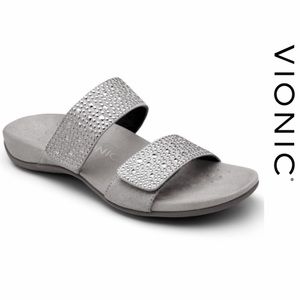 Vionic VVGUC Samoa Sandal: Studded Silver, Size 7